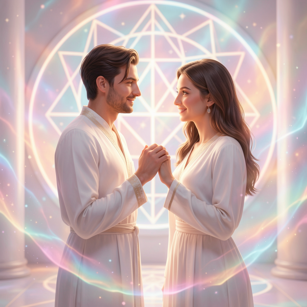 Energetic twinflame artwork in soft pastels