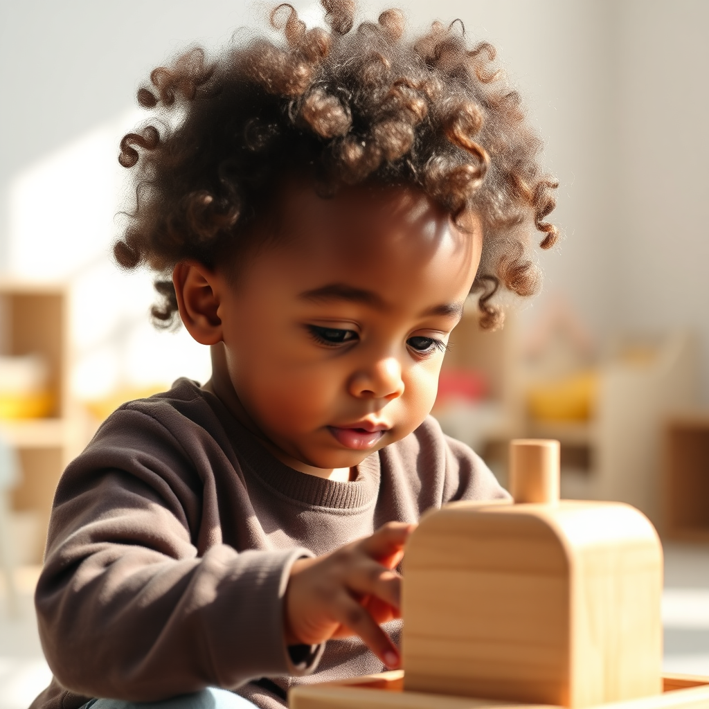 Child engaged in mindful learning activity
