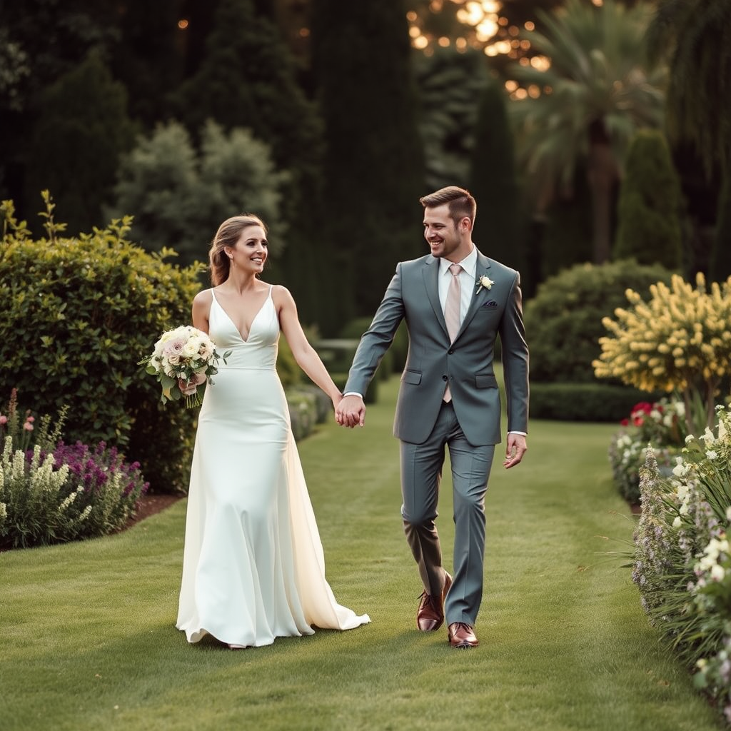 Happy couple on their wedding day