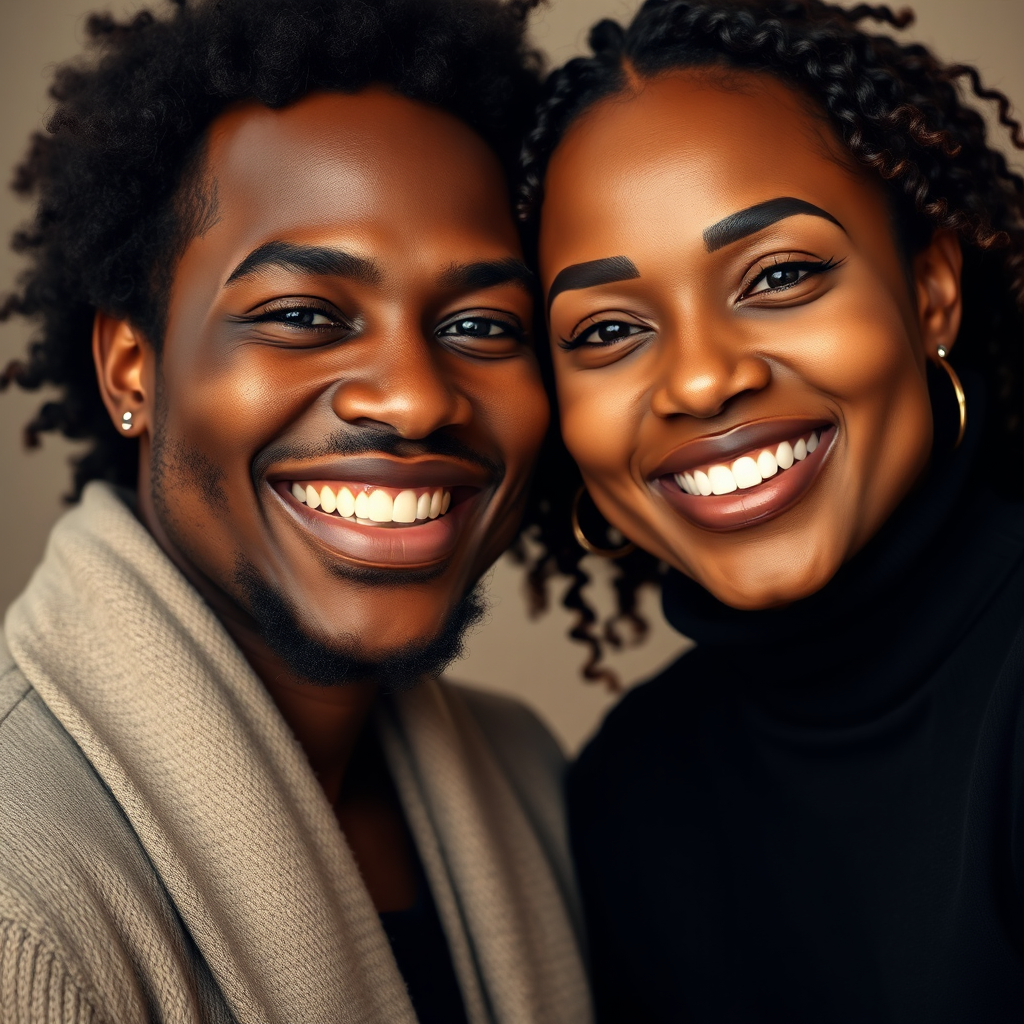 Client profile, brown skin, curly hair