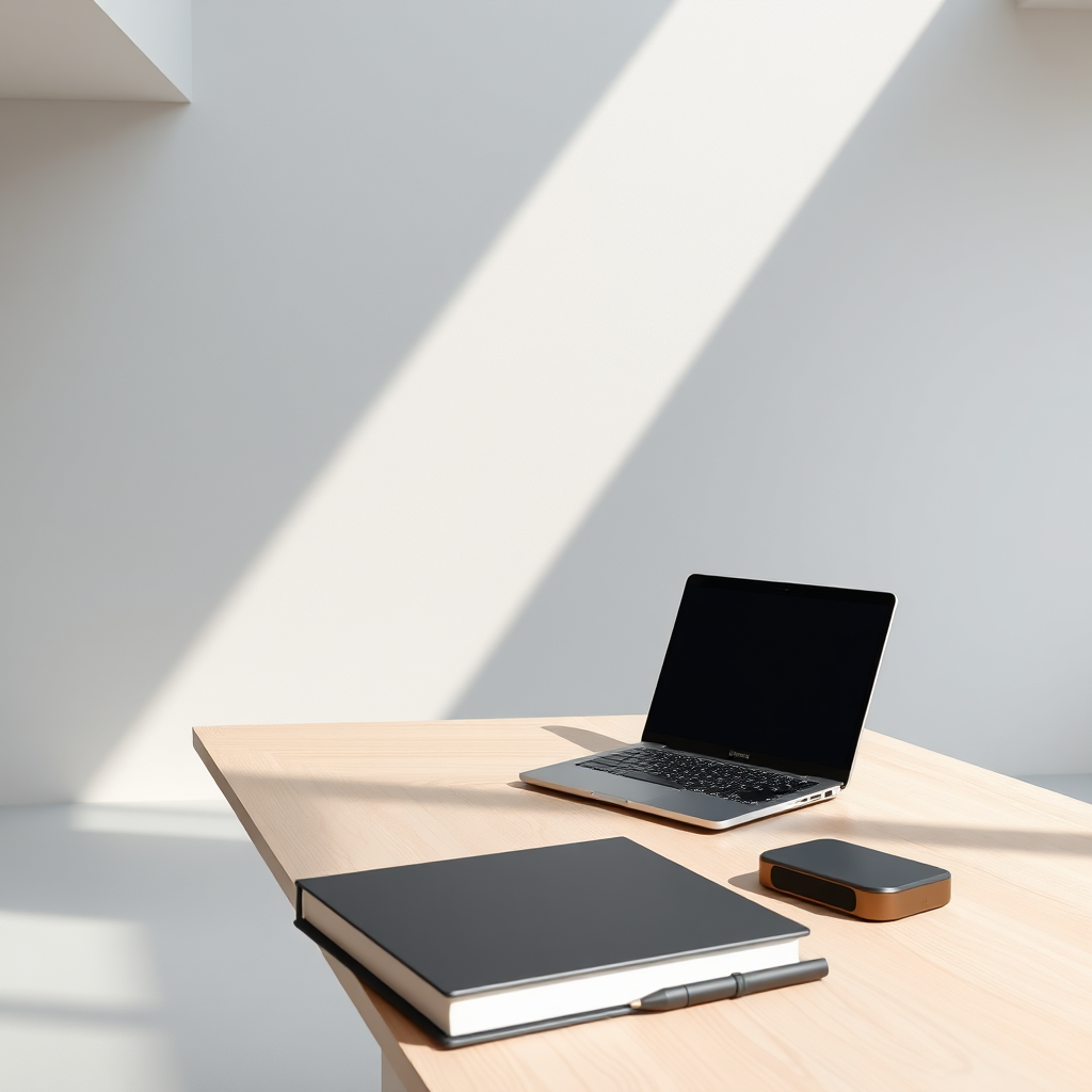 Strategic and minimalist workspace representing business systems