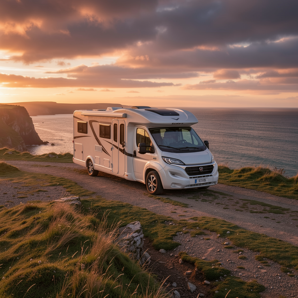 Premium motorhome at Welsh coast