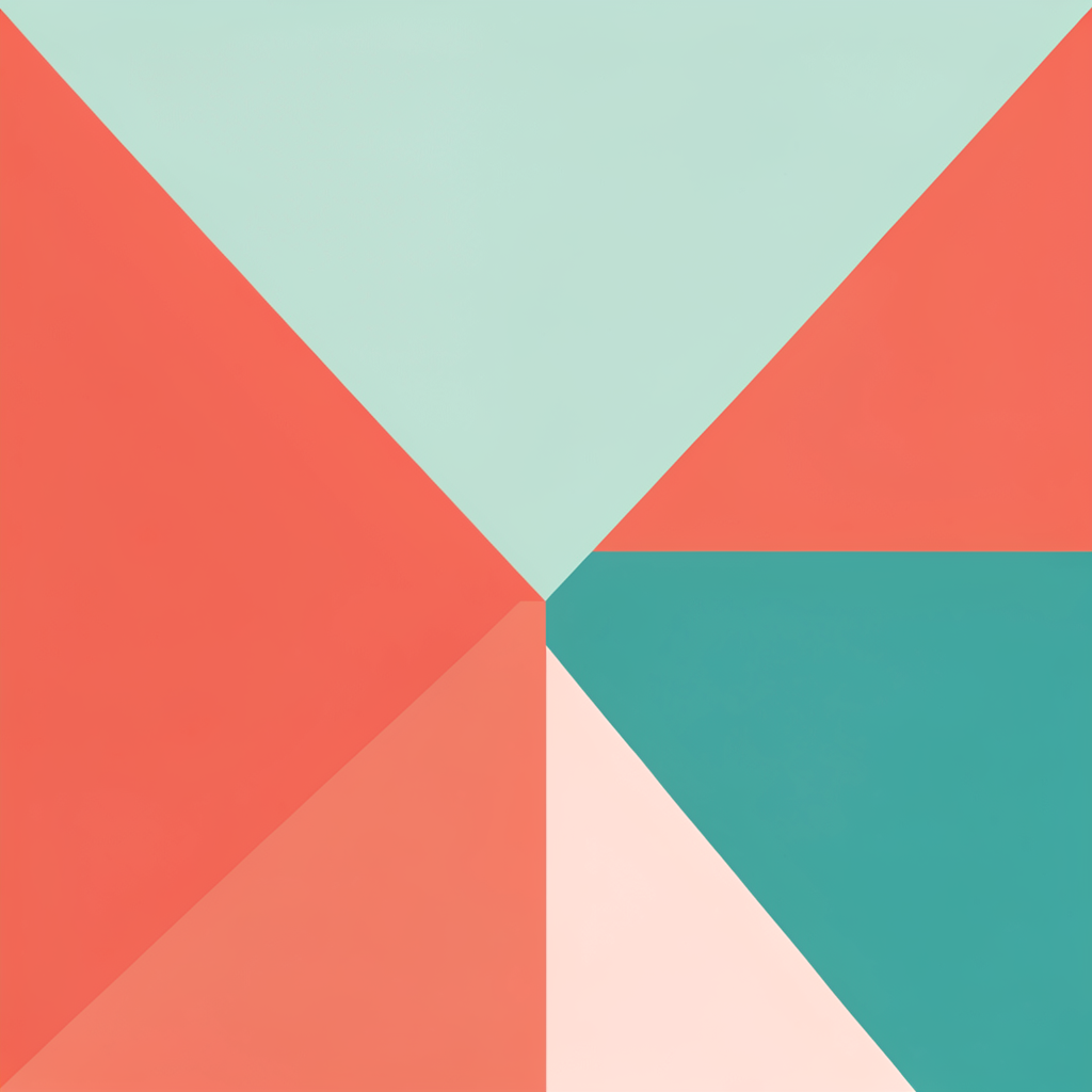 Geometric teal coral composition