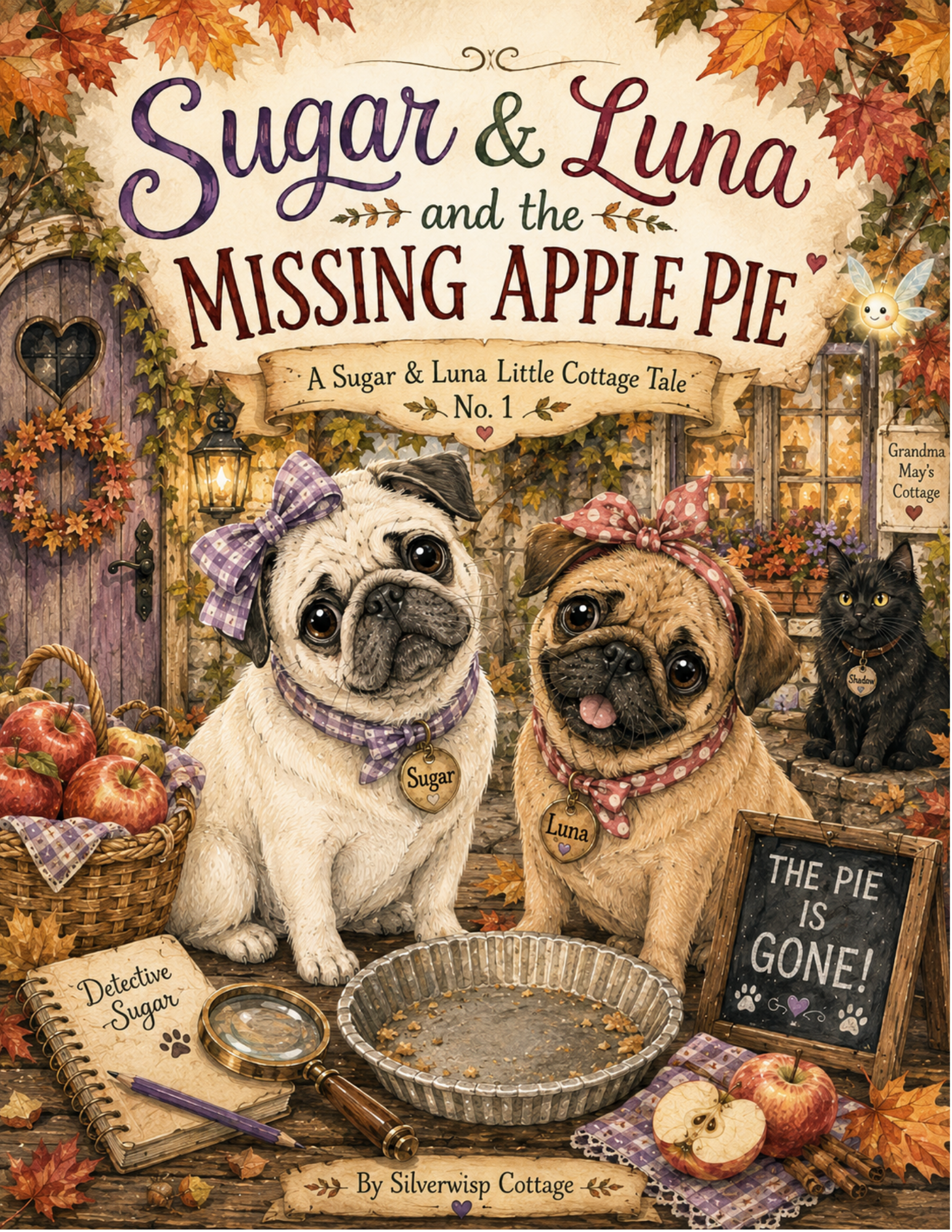 Sugar & Luna in cottage study