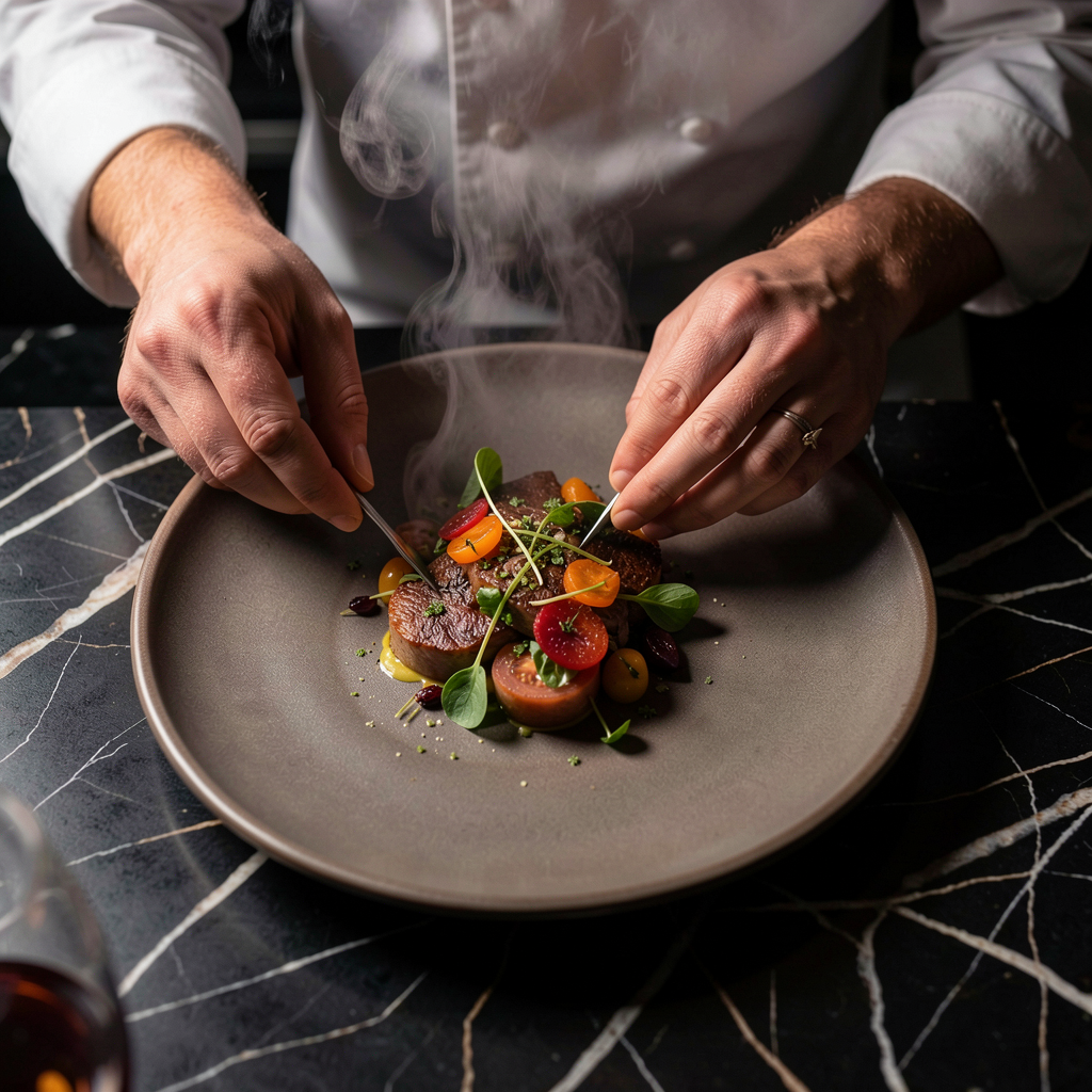 Chef plating culinary excellence