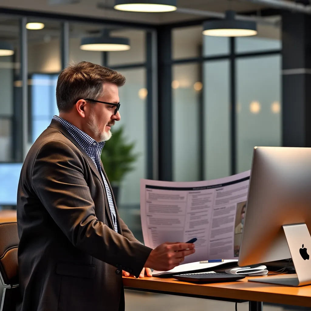 A business coach working side-by-side with a business owner in a modern office, reviewing a marketing plan on a computer screen. The image should emphasize the collaboration and guidance provided by the coach.