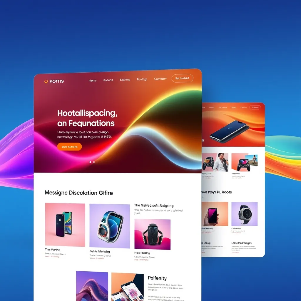 A modern and sleek website design with a clean layout and vibrant colors, showcasing a company logo and product images. The website should be responsive and optimized for different screen sizes. Focus on the visual appeal and professional look of the design.