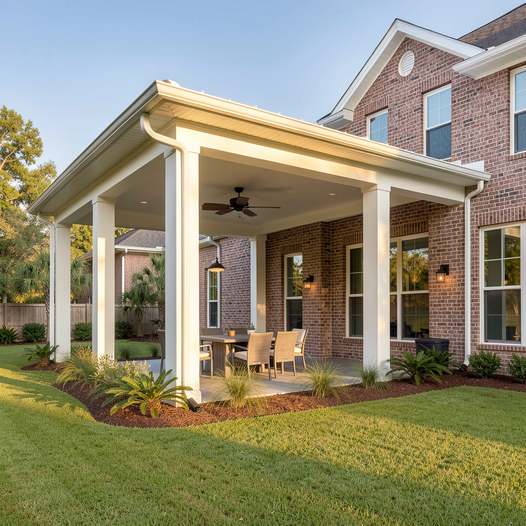 Attached patio cover with structural columns