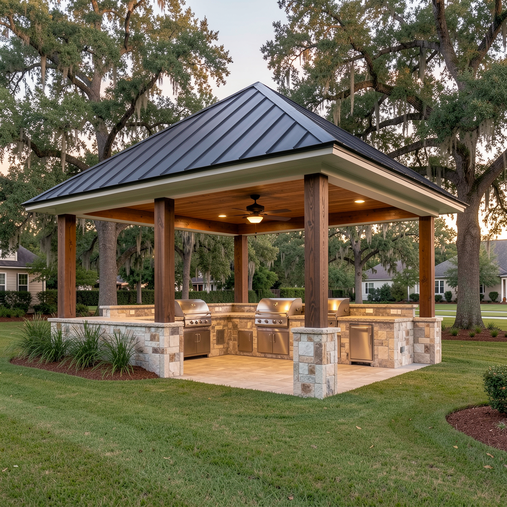 Freestanding backyard patio pavilion
