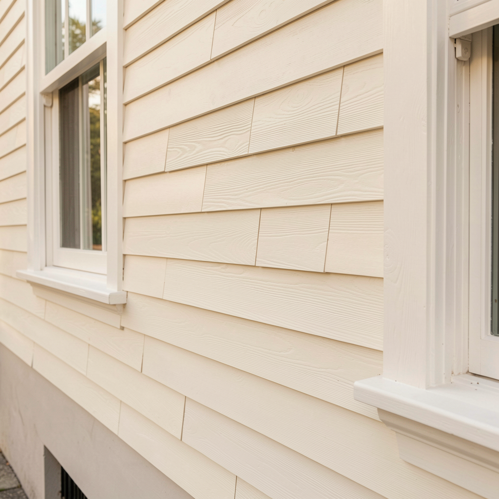 Repaired and painted wood siding