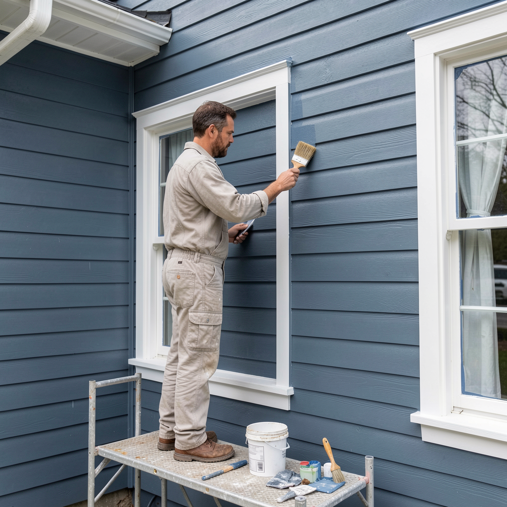 Professional painting of exterior siding
