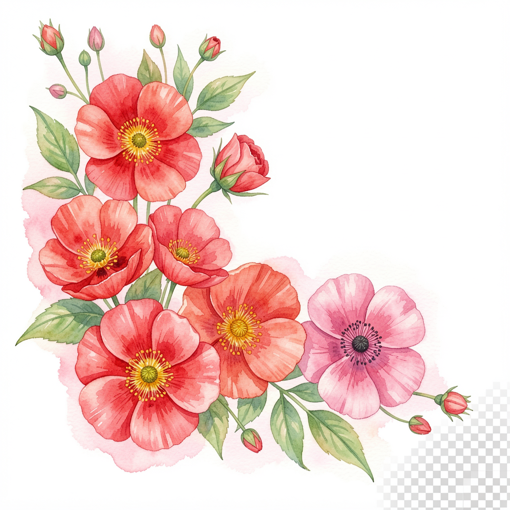 Watercolor flowers decoration