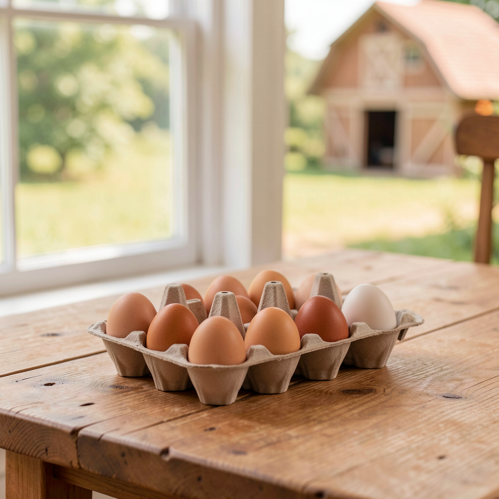 Fresh eggs in trays