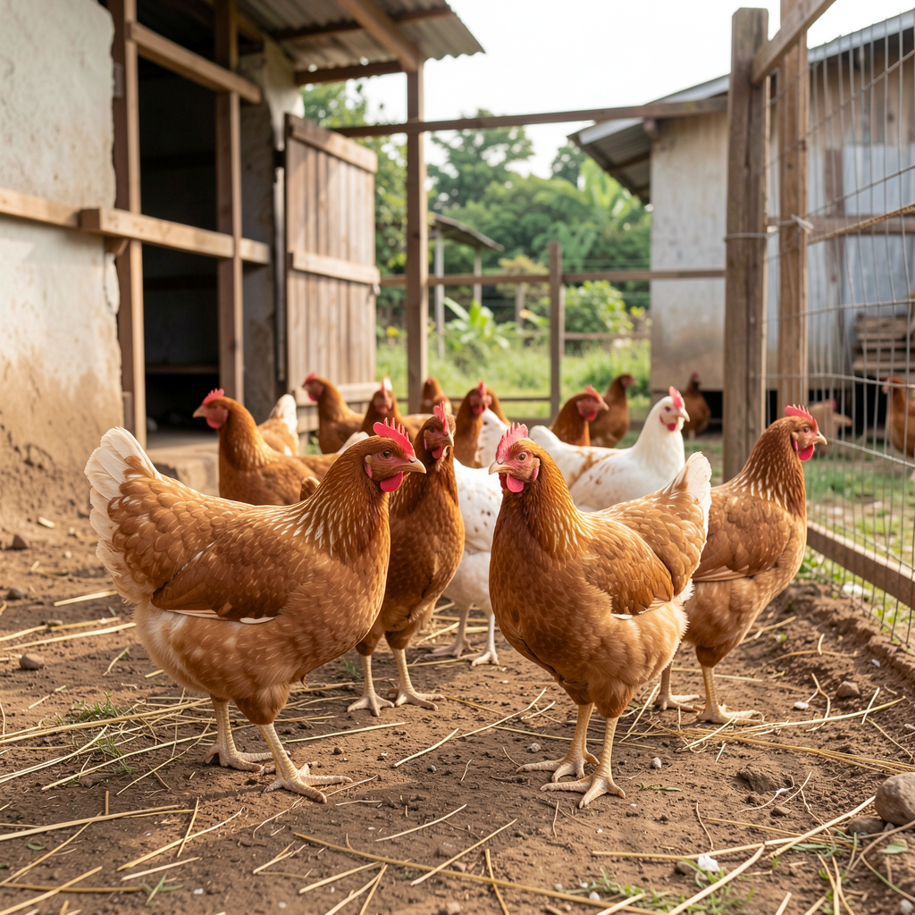 Healthy poultry on a farm