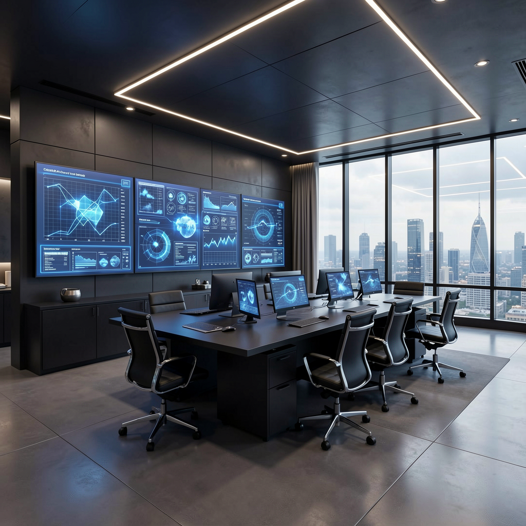 Modern corporate command center concept