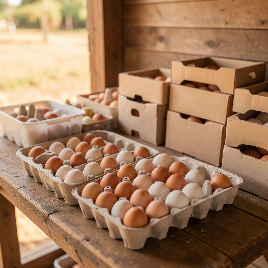 Fresh eggs in cartons