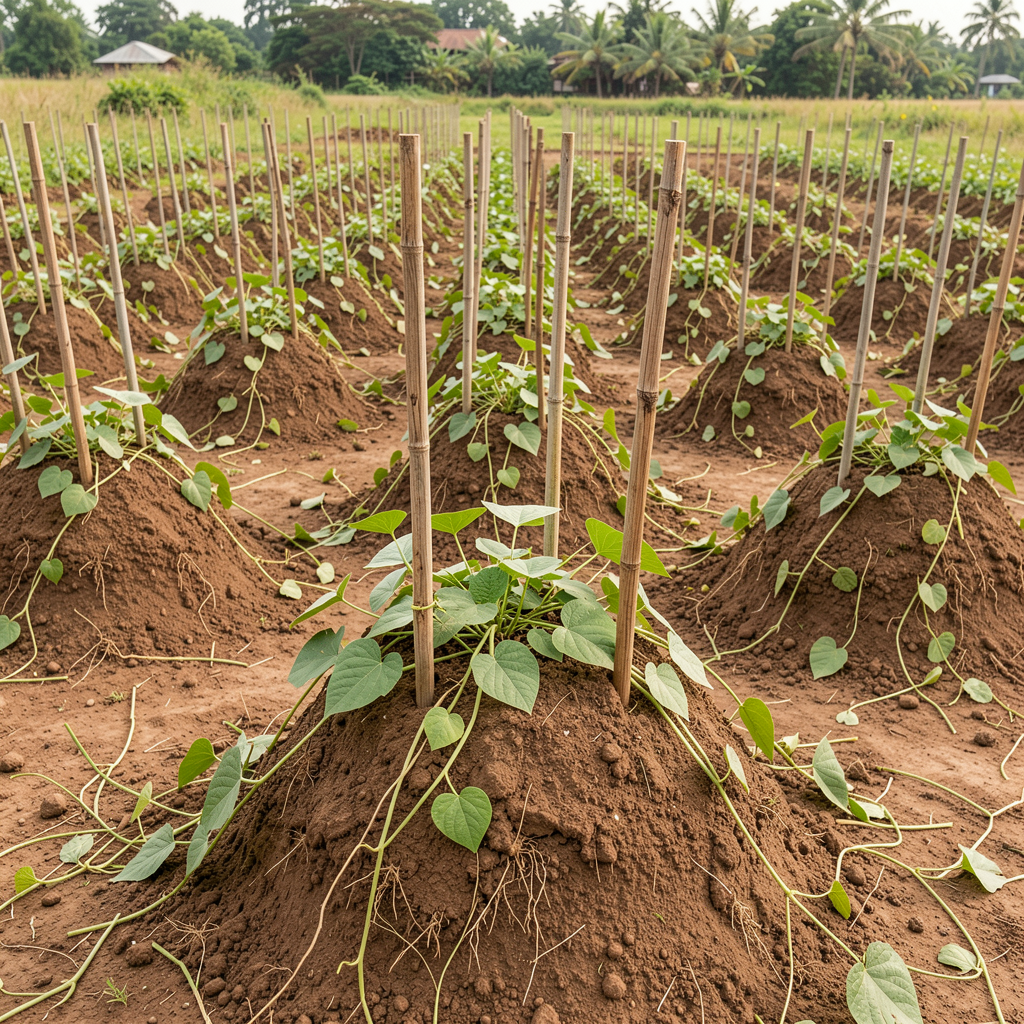 Yam mounds and vines