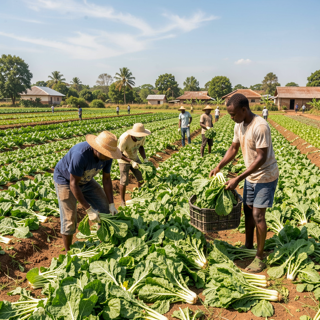 Harvesting crops at SOLBAREM farm
