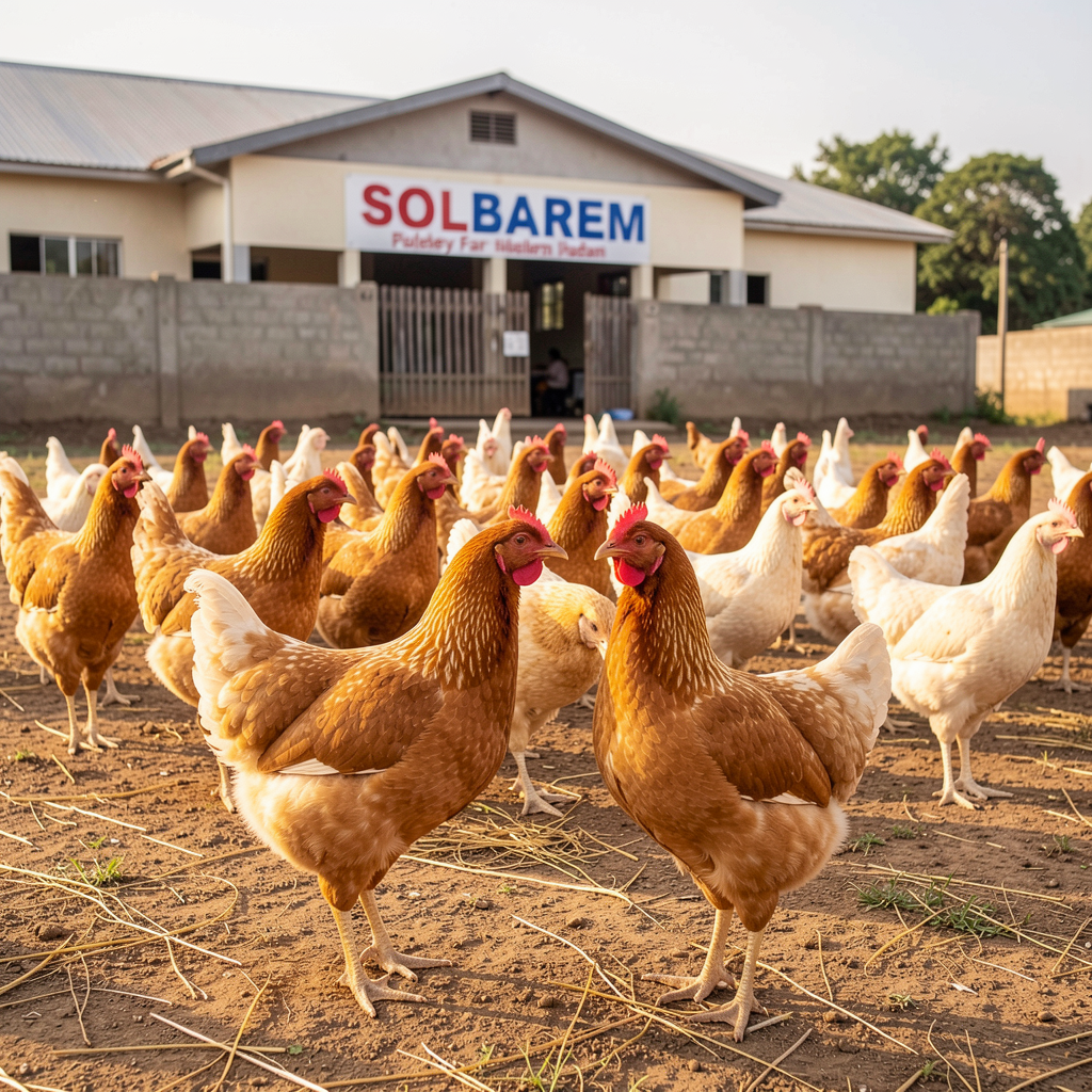 Healthy broiler chickens raised at SOLBAREM farm