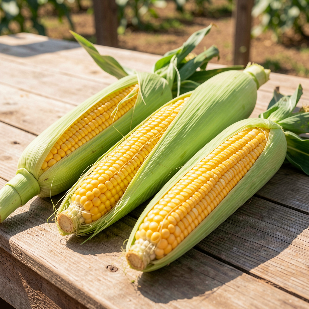 Fresh maize harvested at SOLBAREM farm in Ibadan