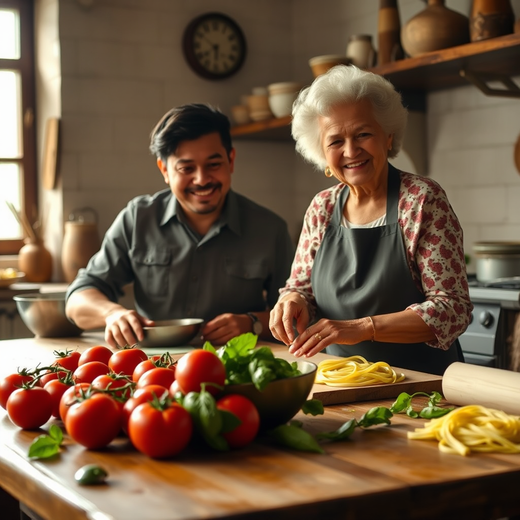 Tony Hoang learning pasta making