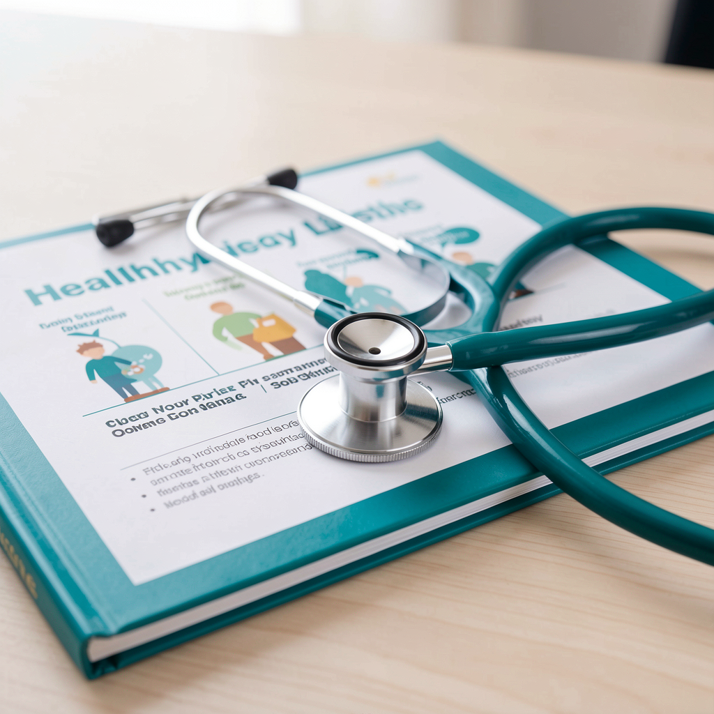 Stethoscope on medical textbook