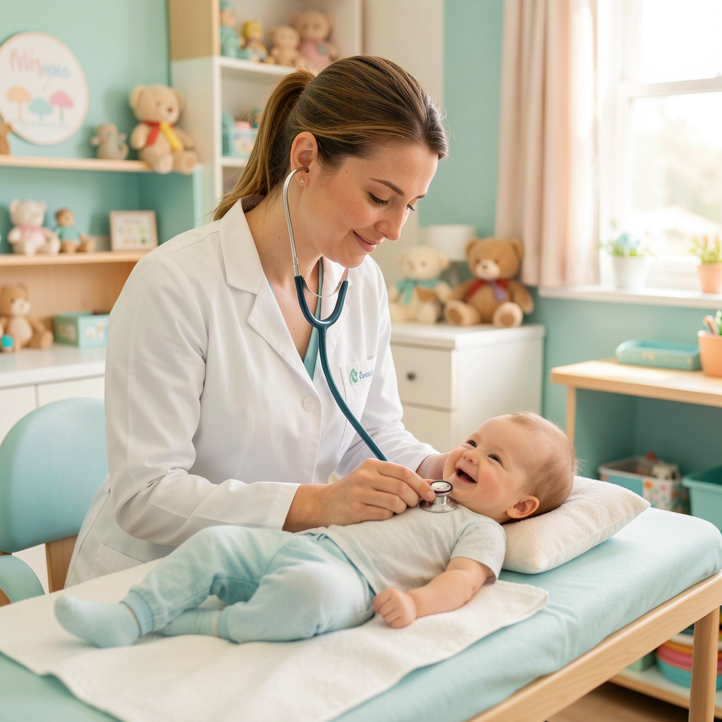 Pediatrician examining an infant
