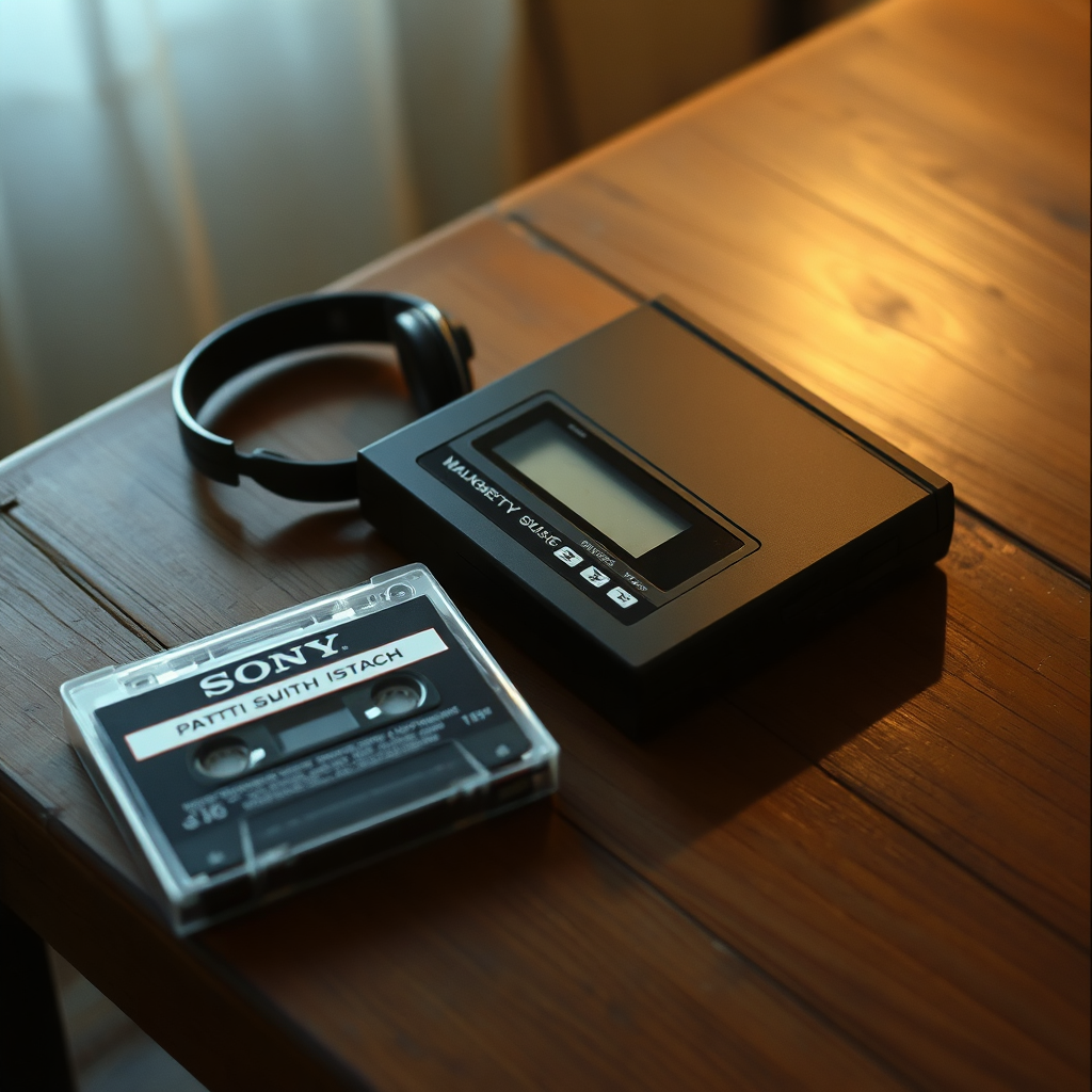 1980s Walkman with cassette tape