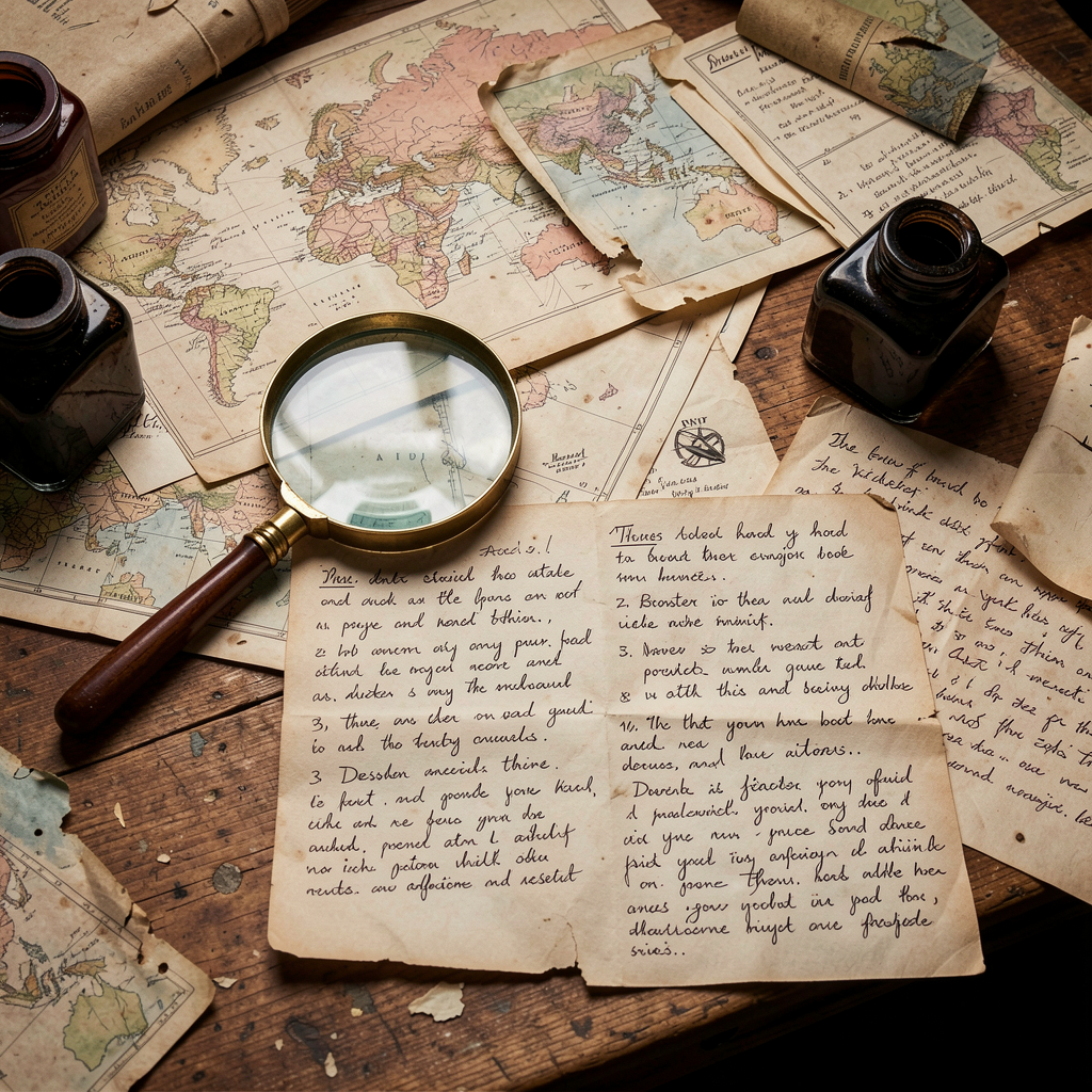 Mystery plot outlines on desk