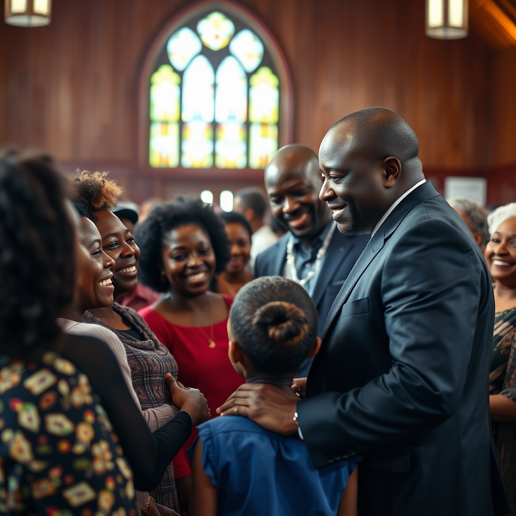 Pastor Purnell with African American church members gathering