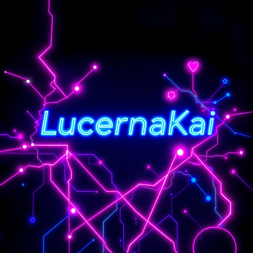 Futuristic neon art with LucernaKai in electric blue