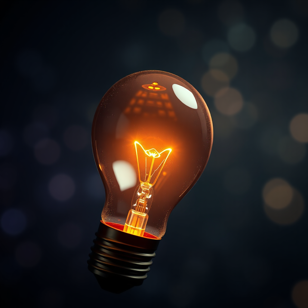 Illustrate a lightbulb illuminating from inside with neural networks, showcasing the power of innovative thought, focus on clarity. Technical specs: 8K resolution, photorealistic.