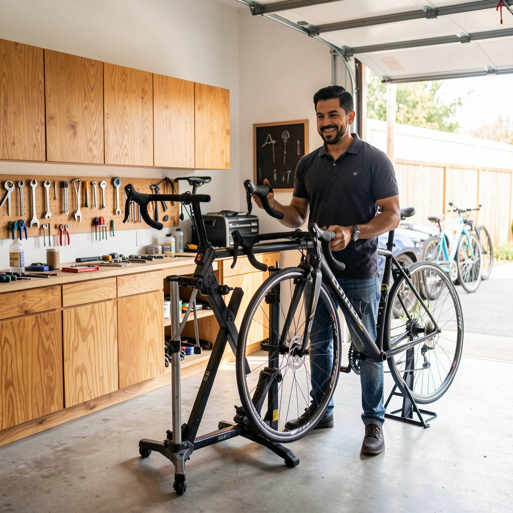 Bicycle shop owner in his workshop
