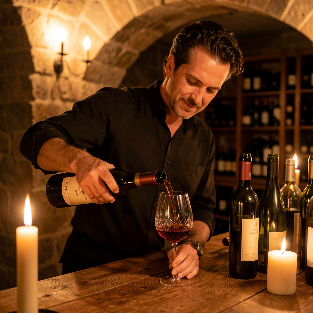 Sommelier pouring wine