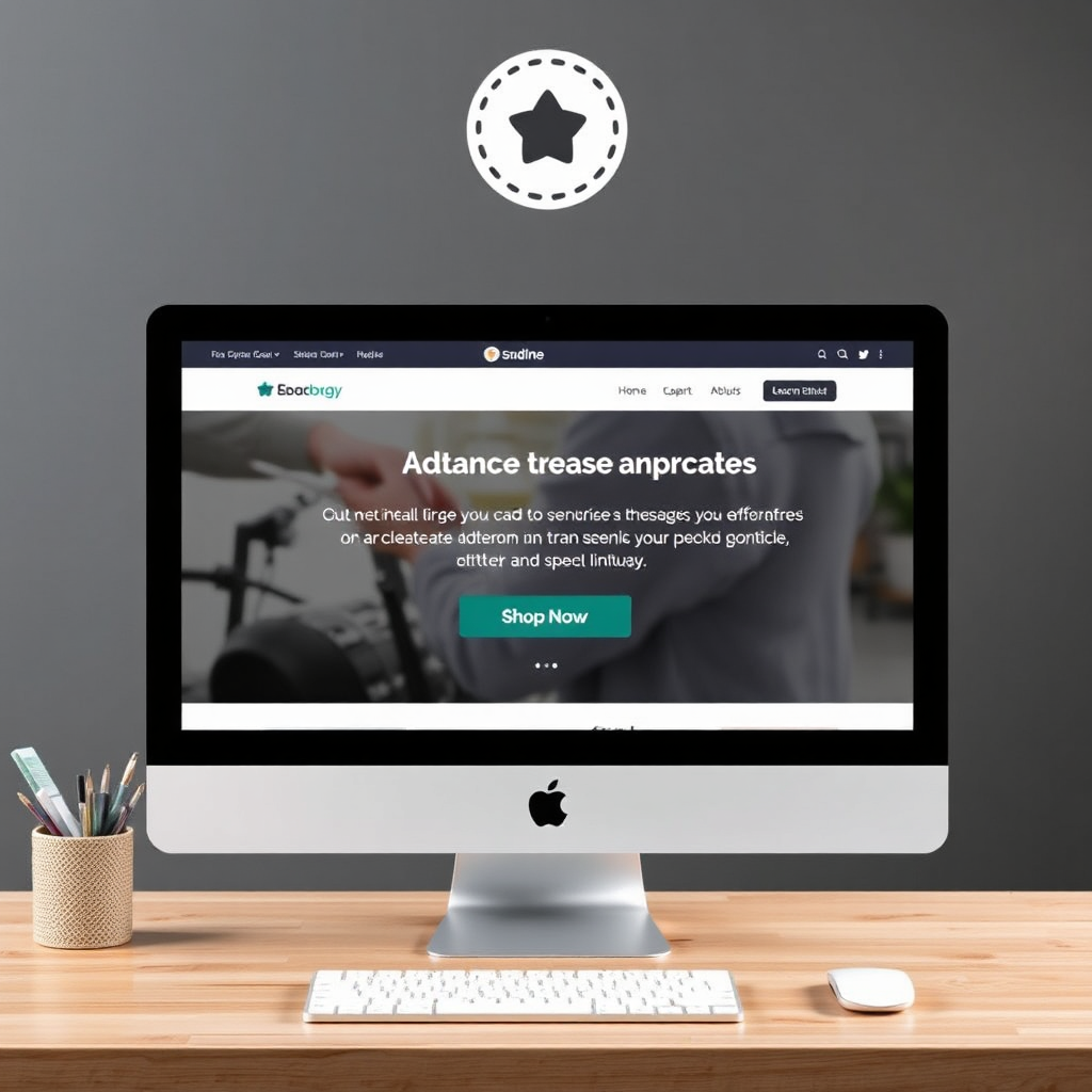 Create a stylized image representing the website design process. The scene should depict a digital canvas with various design elements – colors, fonts, images – being arranged and manipulated by a creative hand. The background should feature wireframes and user interface mockups. The color palette should be vibrant and modern. The style should be abstract and artistic.