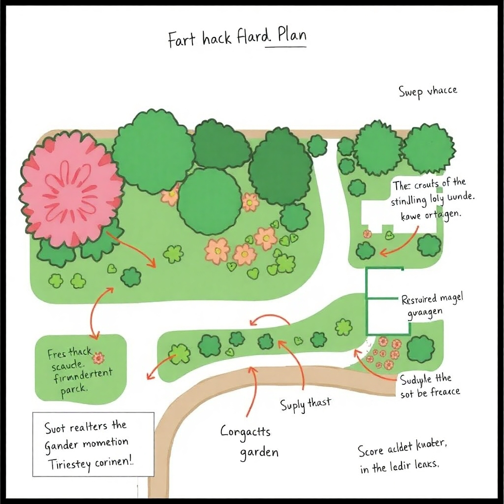 Stylized image of a digital garden plan with annotations and details, emphasizing the personalized approach.