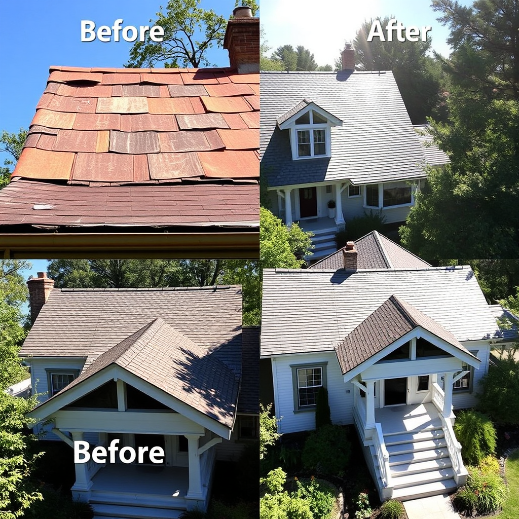 Before-and-after roof transformation