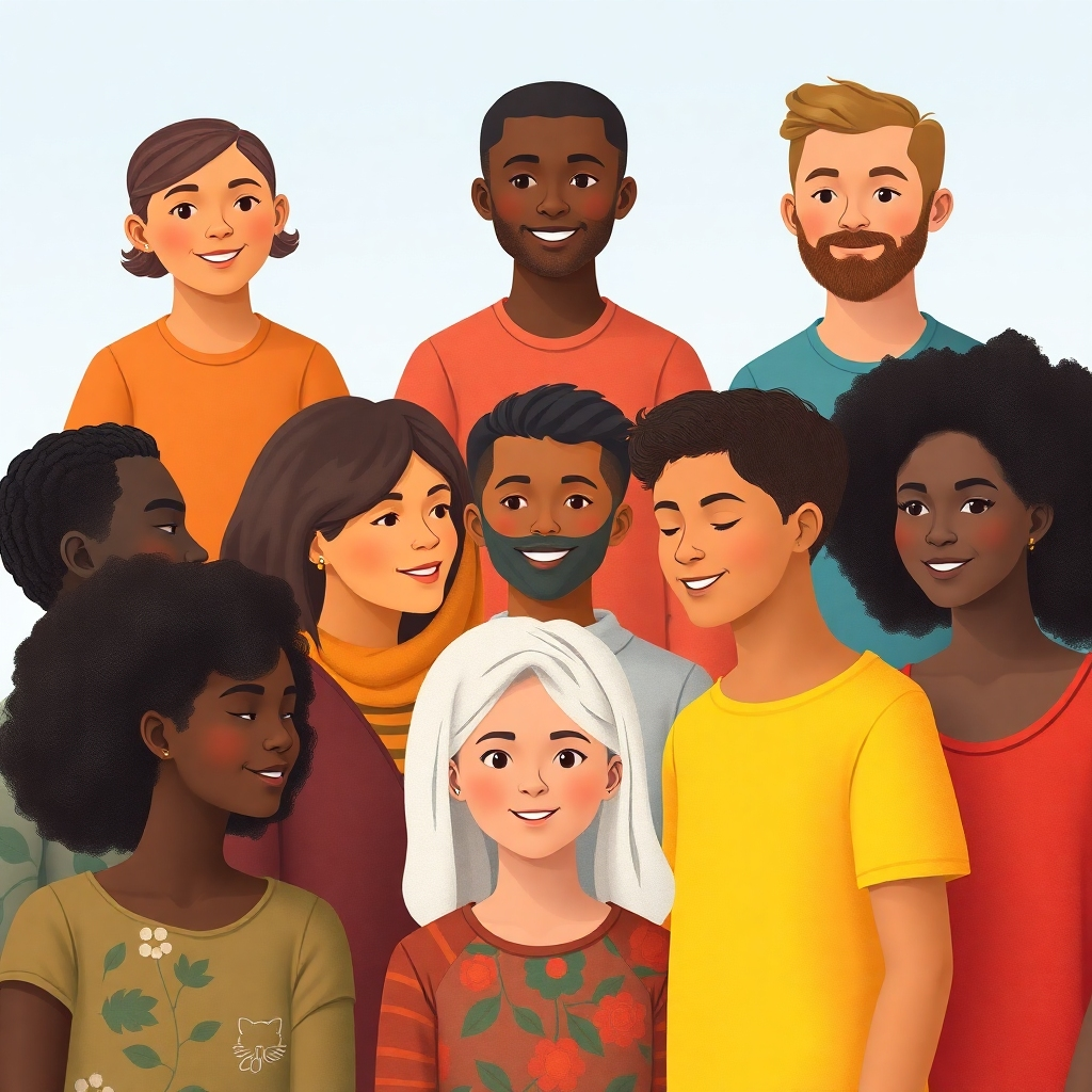 A photorealistic image showing diversity and inclusion. The imagery should reflect empathy, understanding, and support for individuals from various backgrounds.
