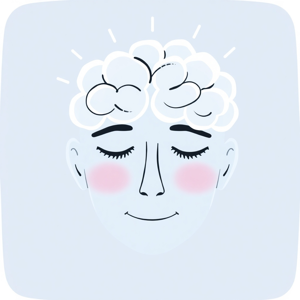 A stylized illustration or image of a calm mind, showing mental wellness and positivity. Include imagery representing calmness, peace, and inner strength.