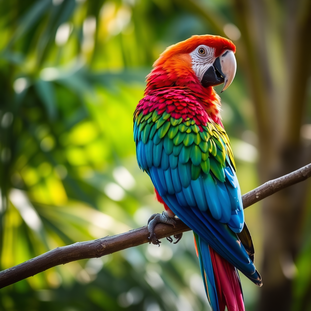 Colorful parrot on branch