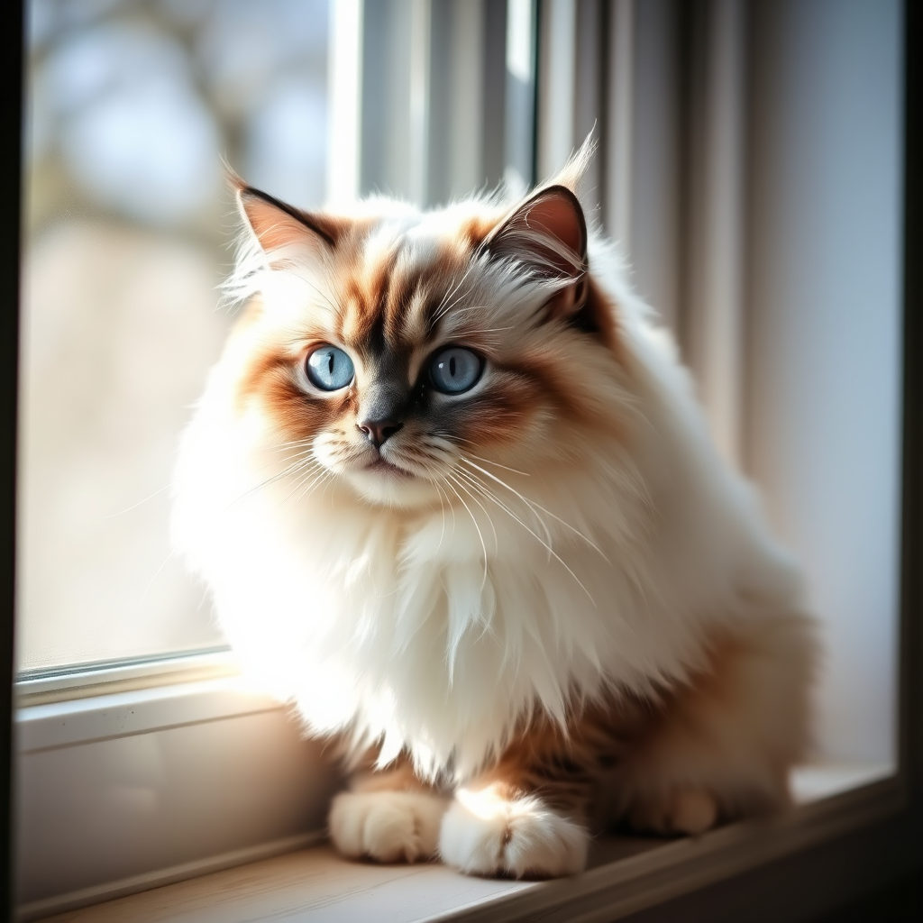 Persian cat on windowsill