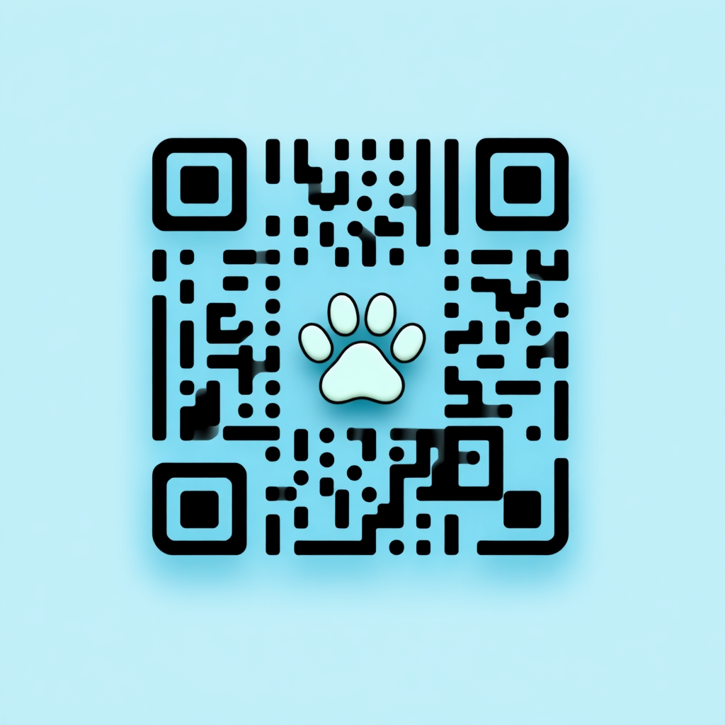 Example QR code with pet paw icon