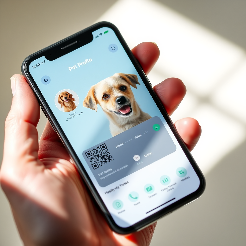 Smartphone scanning pet QR code