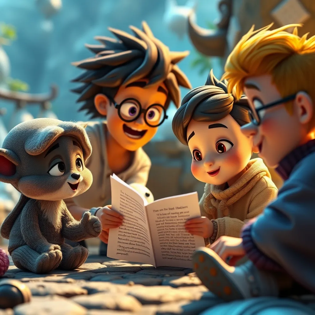 An imaginative depiction of animated characters interacting with a real-world environment, showcasing their unique designs and voices as they narrate a story. The background should illustrate the blend of digital animation and real-life elements to emphasize the power of engaging characters.