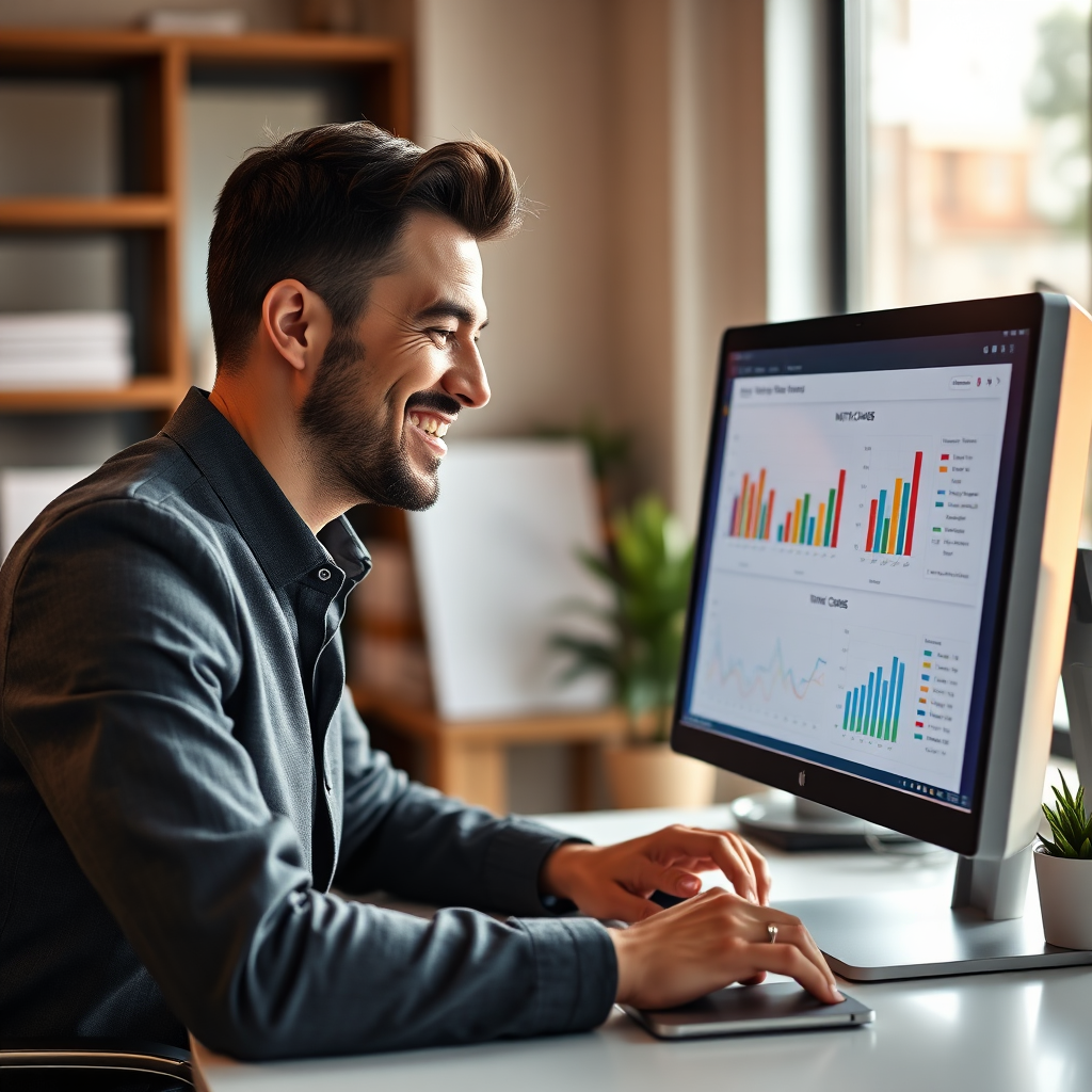 Business owner reviewing AI audit results