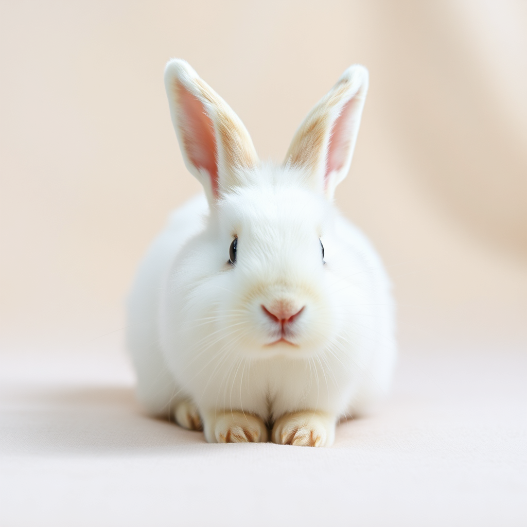 White rabbit in basket