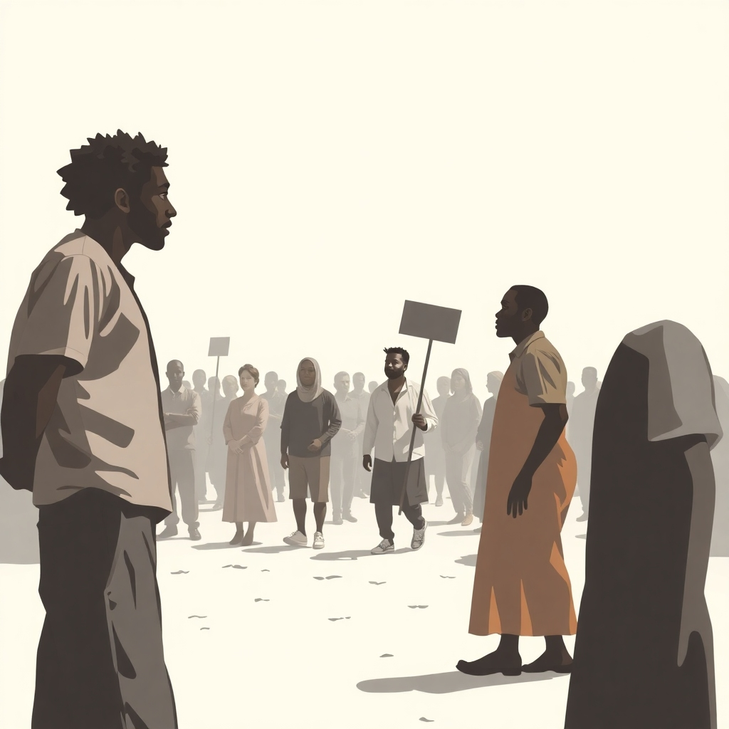 A photorealistic image showing a diverse group of people working collaboratively on a community project that fosters economic growth.  The image could portray individuals from different backgrounds engaged in entrepreneurship, sustainable agriculture, or skill-building initiatives. The scene should portray cooperation, mutual support, and positive economic outcomes. High resolution, detailed, sharp focus, cinematic lighting