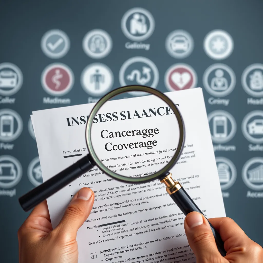 A person holding a personalized insurance policy with a magnifying glass focused on a section labeled 'Cancer Coverage'.  The background features various medical icons representing different types of supplemental insurance options, creating a visual of choice and customization.