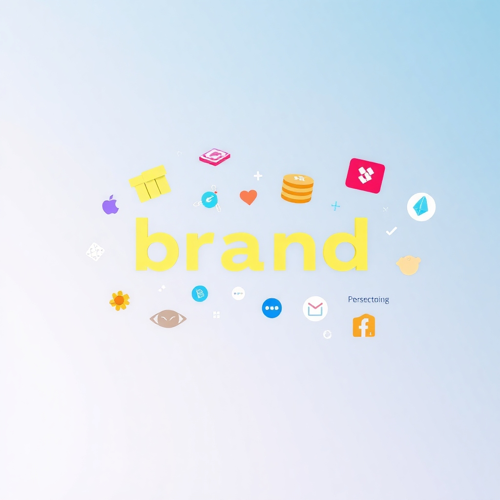 A creative visual proposal of a brand’s unique identity showcased against a backdrop of digital technology and innovation. Colorful branding elements like logos and trademarks are dynamically arranged, conveying a sense of excitement and uniqueness. The texture contrasts between digital art and a soft background ideal for branding focus.