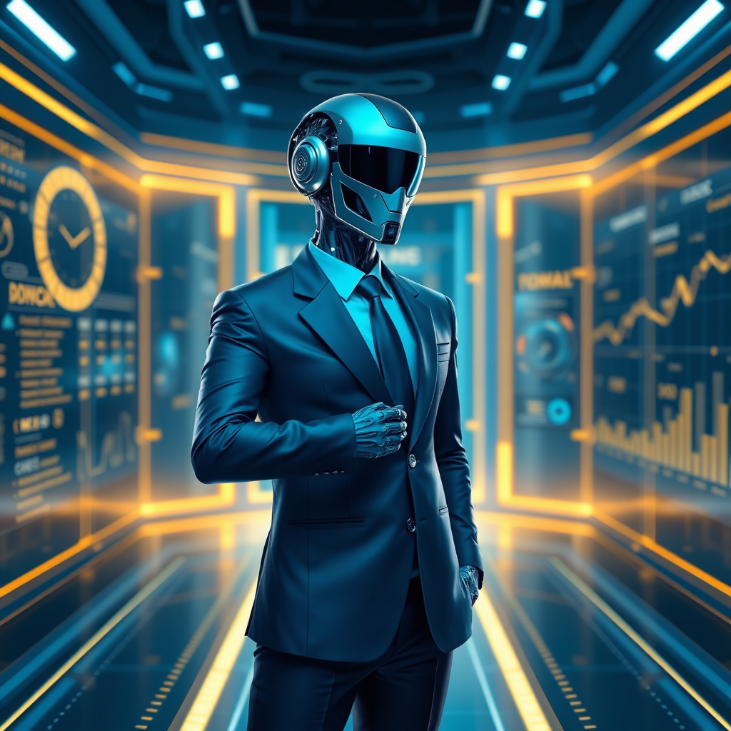 AI agent in futuristic control room